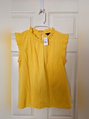 Ann Taylor Ruffle Top Yellow, size M